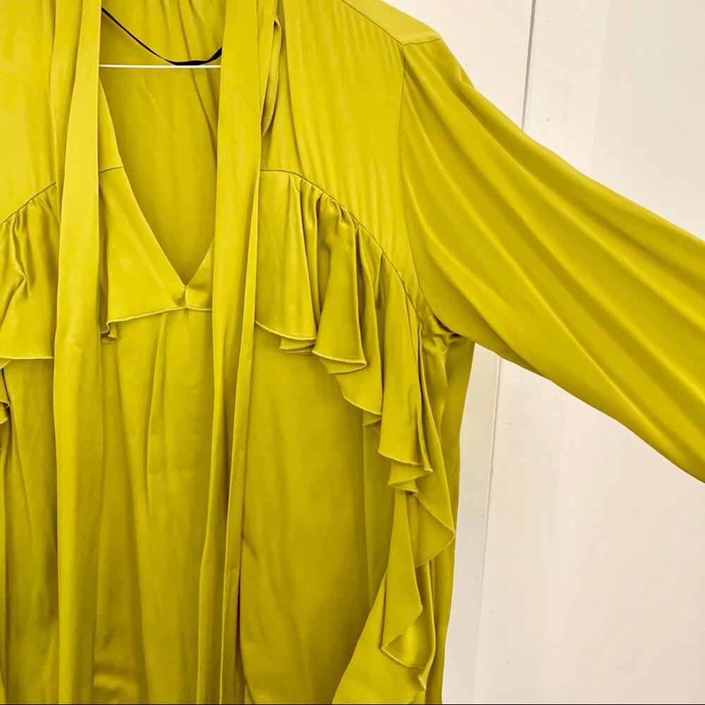 Zara Chartreuse Ruffle Blouse - Picture 3 of 6
